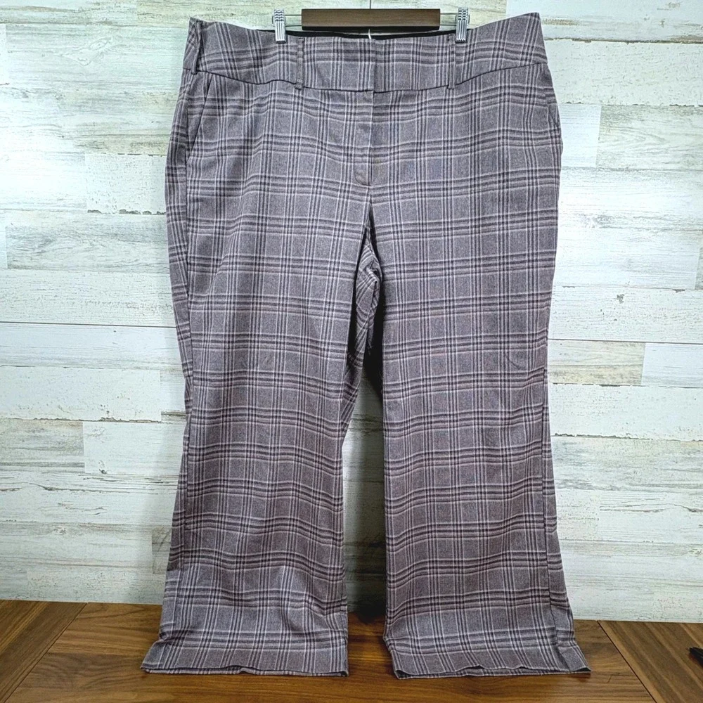 Lane Bryant Purple‎ Plaid Straight Leg Dress Pants Womens Plus Size 26 Career